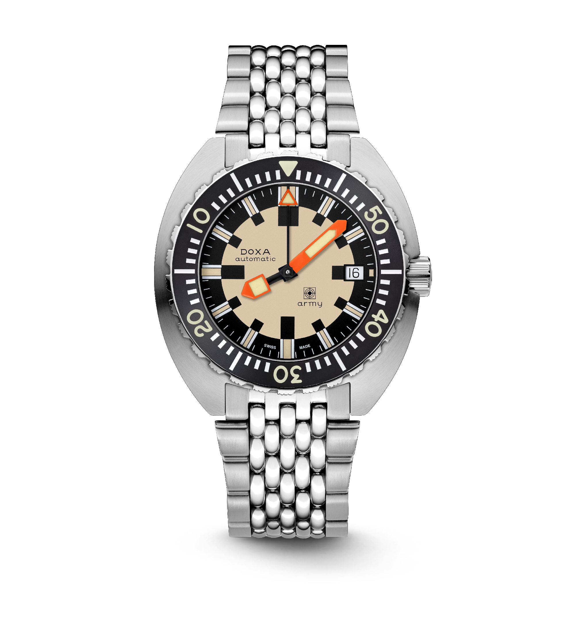 DOXA Army、ステンレススチールベゼル