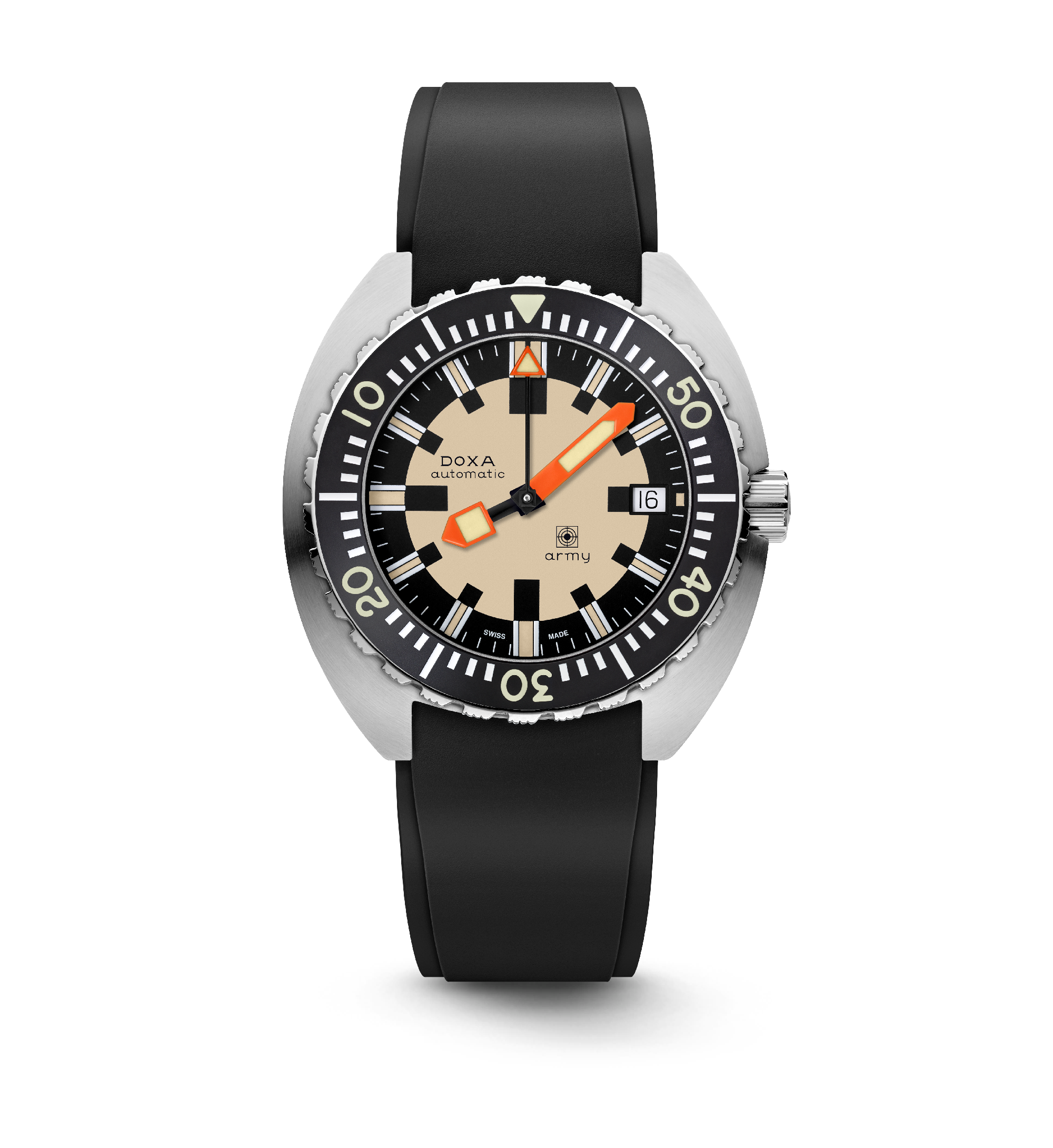 DOXA Army、ステンレススチールベゼル
