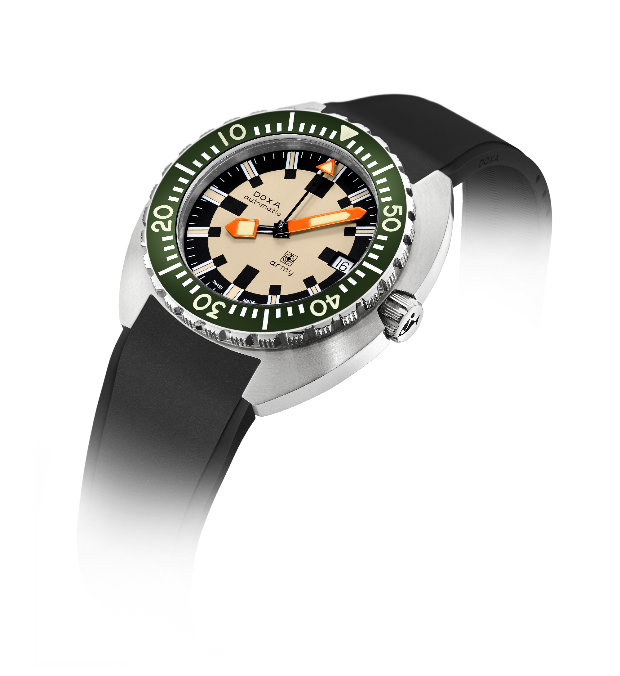 DOXA Army、ステンレススチールベゼル