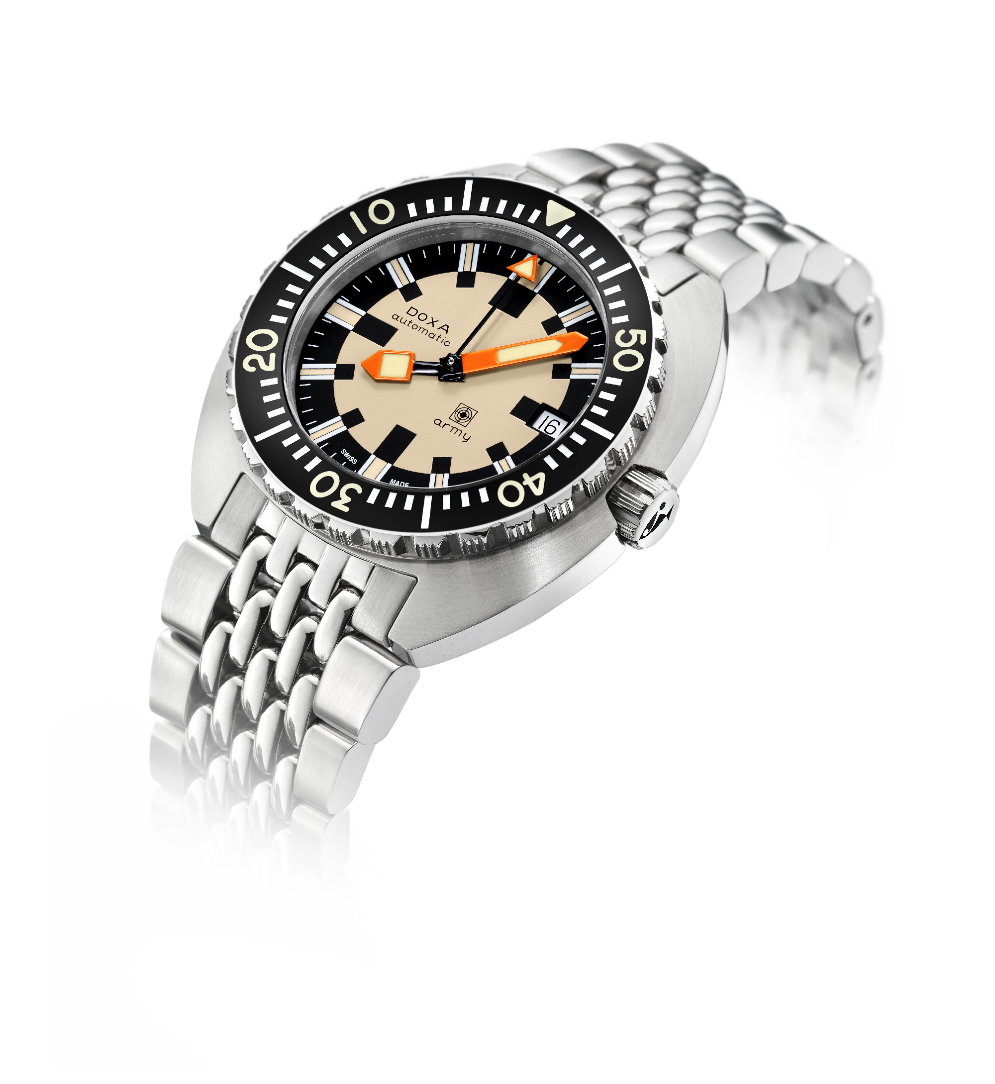 DOXA Army、ステンレススチールベゼル