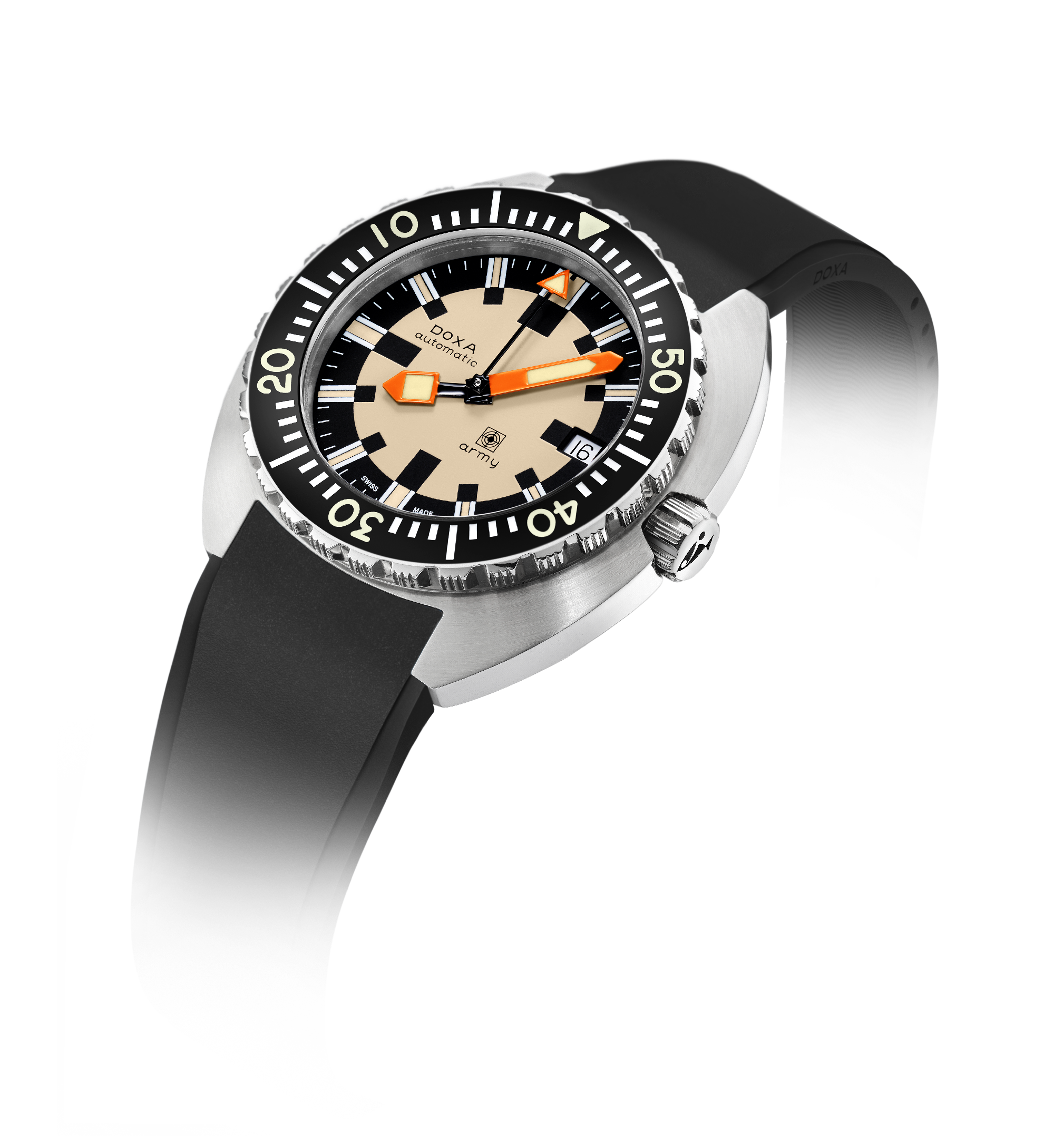DOXA Army、ステンレススチールベゼル