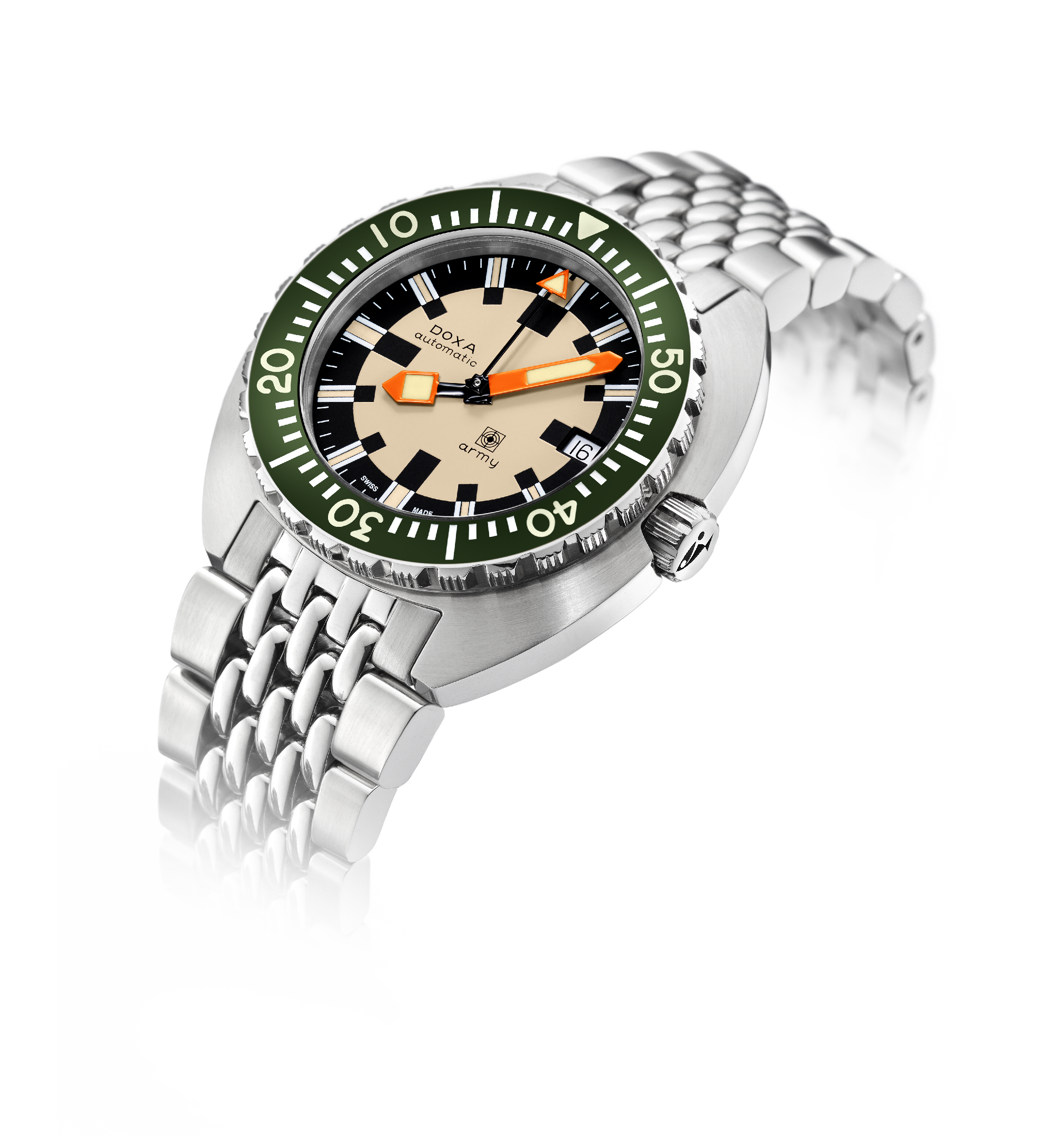 DOXA Army、ステンレススチールベゼル