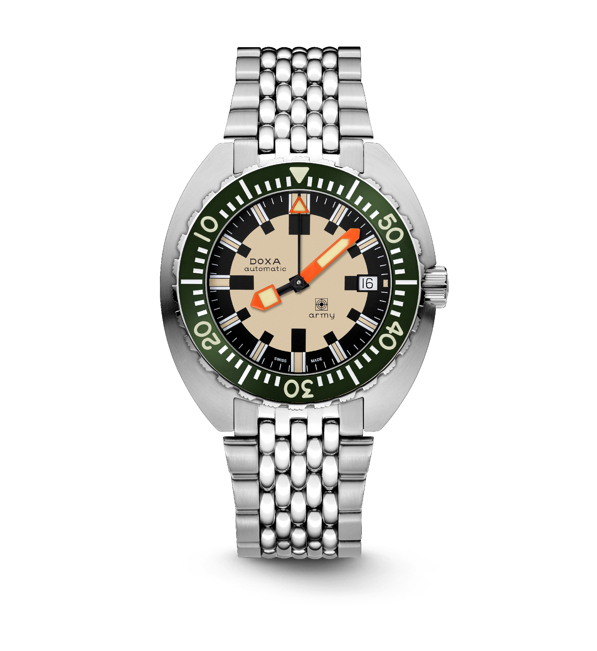 DOXA Army、ステンレススチールベゼル